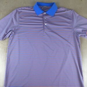Peter Millar Summer Comfort Mens Large Striped Performance Golf Polo Shirt